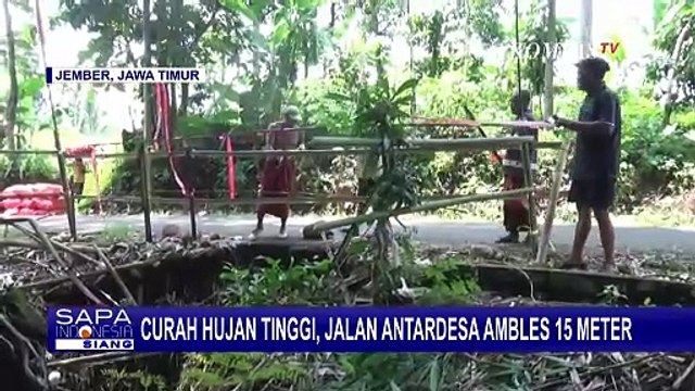 Jalan Penghubung Antardesa di Jember Ambles Akibat Tergerus Hujan Lebat