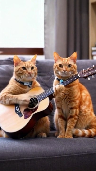 cat playing guitar