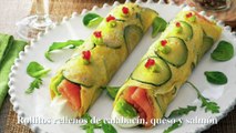 Rollitos rellenos de calabacín, queso y salmón