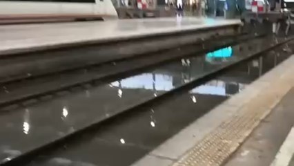 Vídeo de la inundación de las vías del tren en la estación Málaga María Zambrano.