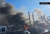 Fire burns in the Bronx