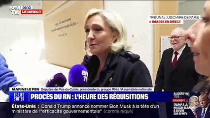 Procès du Rassemblement National: Marine Le Pen dénonce "une procédure branlante"