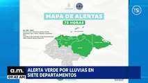 Alerta verde por lluvias en siete departamentos