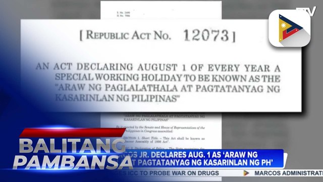 PBBM declares Aug. 1 as ‘Araw ng Paglalathala at Pagtatanyag ng Kasarinlan ng PH’