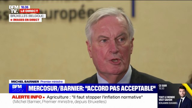 Agriculture: Michel Barnier déplore un impact désastreux qu'aurait l'accord du Mercosur s'il vient à être signé