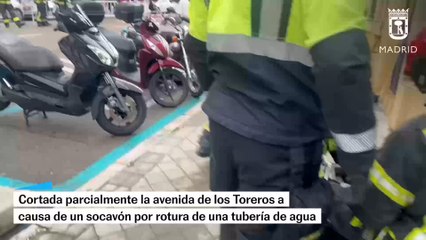 Cortada la avenida de los Toreros de Madrid por un socavón en la calzada