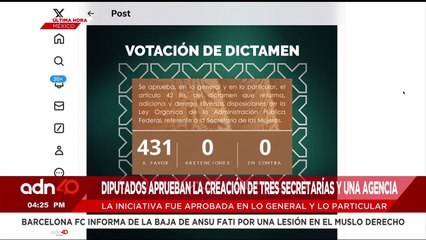 🚨¡Última Hora! Diputados aprueban la creación de tres secretarías y una agencia
