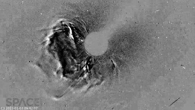 Big Coronal Mass Ejection From Sun's Farside Via SOHO Spacecraft