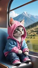 Cat traveling _cat _baby _train(360P)
