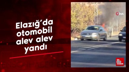 Elazığ’da otomobil alev alev yandı