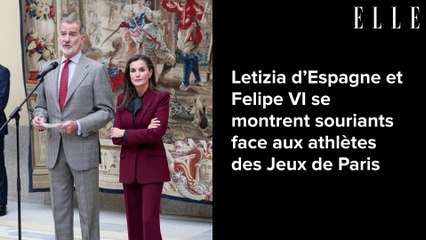 Letizia d’Espagne et Felipe VI se montrent souriants face aux athlètes des Jeux de Paris
