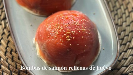Bombas de salmón rellenas de huevo, con pan de molde