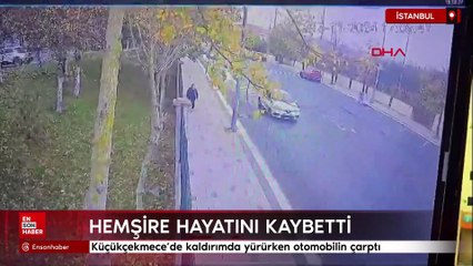 Küçükçekmece'de kaldırımda yürürken otomobilin çarptı