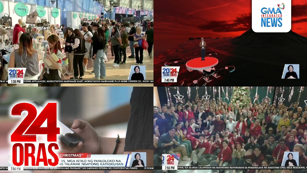 24 Oras: (Part 3) Iba't ibang panregalo, mabibili sa Noel Bazaar; Kita, itutulong sa mga sinalanta ng mga bagyo; CICC, nagbabala vs. mga istilo ng panloloko ngayong kapaskuhan; Behind-the-scenes ng GMA Christmas station ID, atbp.