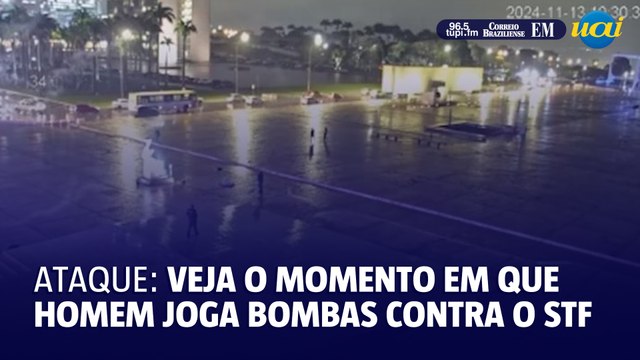 Imagens mostram homem jogando explosivos em frente ao STF