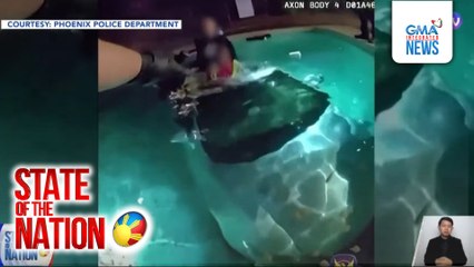 Driver na na-trap sa kotseng nahulog sa swimming pool, nailigtas | SONA