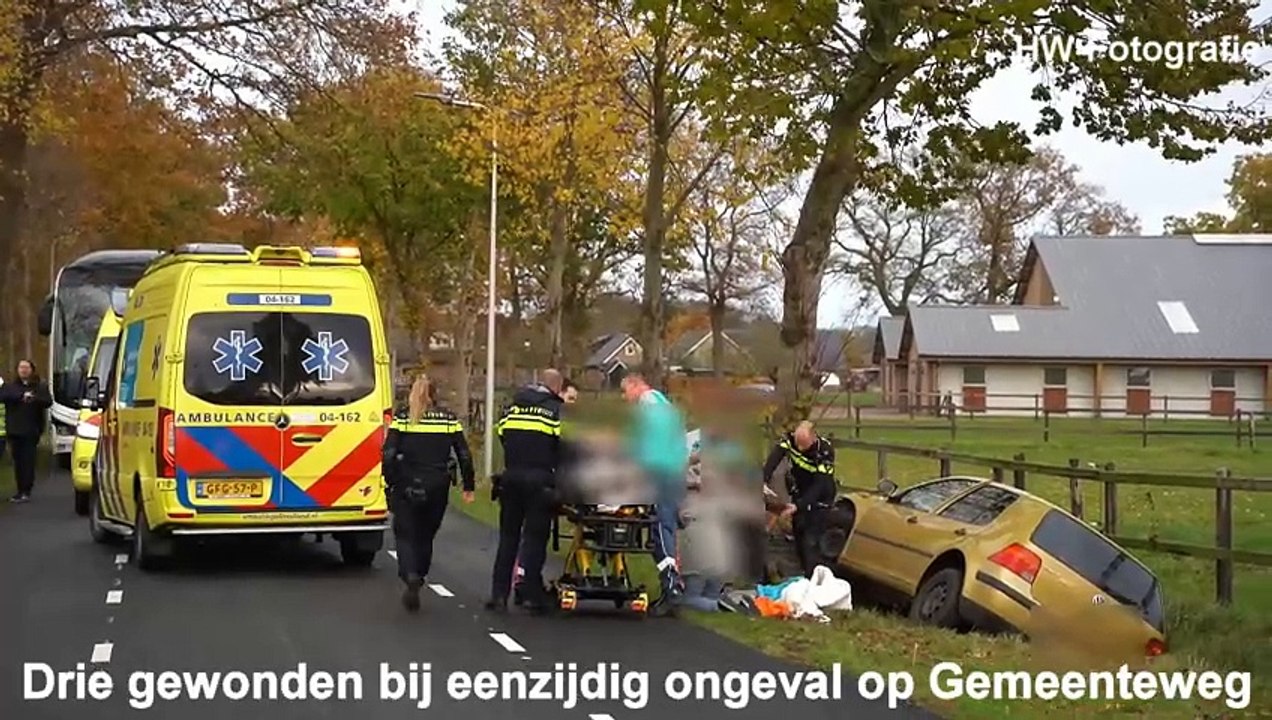 Drie gewonden bij eenzijdig ongeval op Gemeenteweg