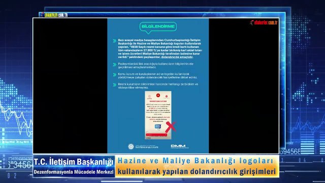 Hazine ve Maliye Bakanlığı logoları kullanılarak yapılan dolandırıcılık girişimleri