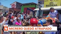 Micro chocó contra un camión en la avenida Virgen de Luján