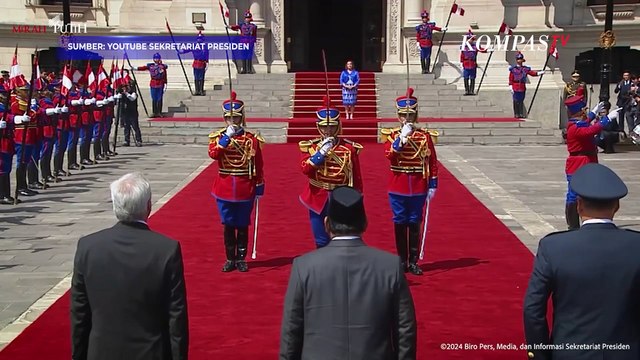 Upacara Kehormatan Sambut Presiden Prabowo Bertemu Presiden Peru di Istana Pemerintahan