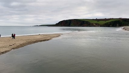 The White River where it enters the sea at Pentewan