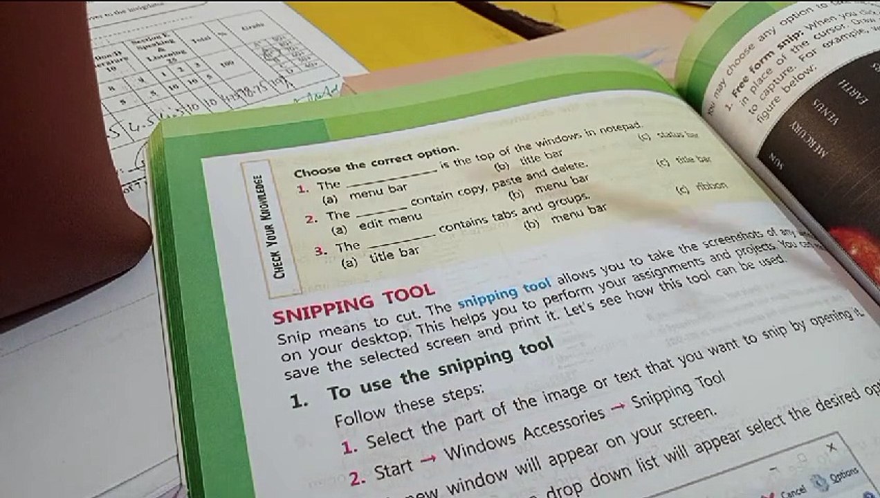 Class 5 Chapter 7 Windows 10 Accessories Solved Exercise Question # 4 and 5