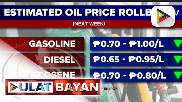 Rollback sa presyo ng produktong petrolyo, inaasahan sa susunod na linggo