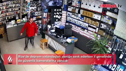 Rize’de deprem anı güvenlik kameralarına yansıdı