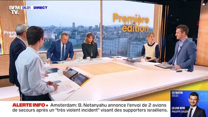 Adeline François et Christophe Delay ouvrent "Première édition" avec les violences à Amsterdam le 8 novembre 2024 sur BFMTV.