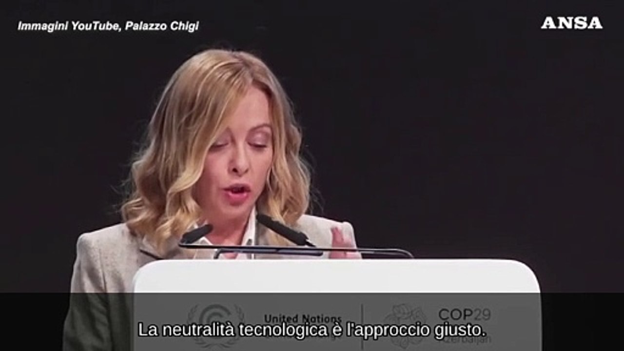 Cop29, Meloni: "Rilanciamo il nucleare, puo' cambiare le carte in tavola"