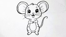 How to draw a mouse easy step by step __ Mouse drawing __ Cute animal drawing