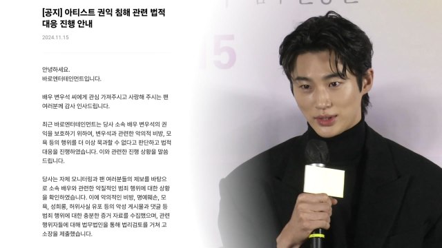 변우석 소속사 악의적 비방 댓글 고소...합의나 선처 없어 / YTN