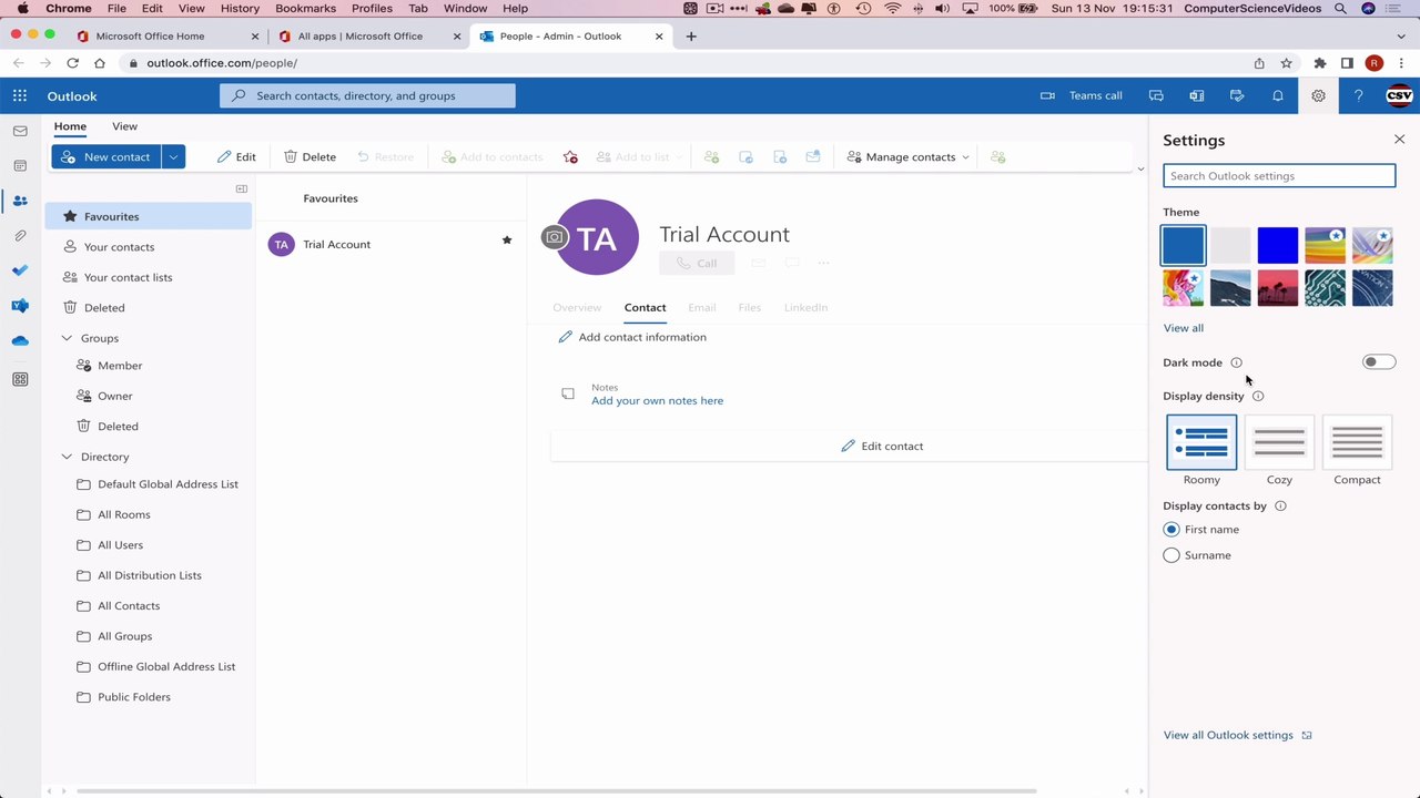 How to USE Microsoft People for Office 365 On a Mac - Tutorial 15 - Change Display Density - Basic