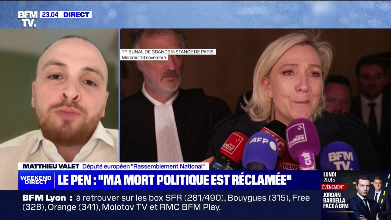 Inéligibilité requise contre Marine Le Pen: "Il faut que la présomption d'innocence prévale", affirme Matthieu Valet (député européen RN)