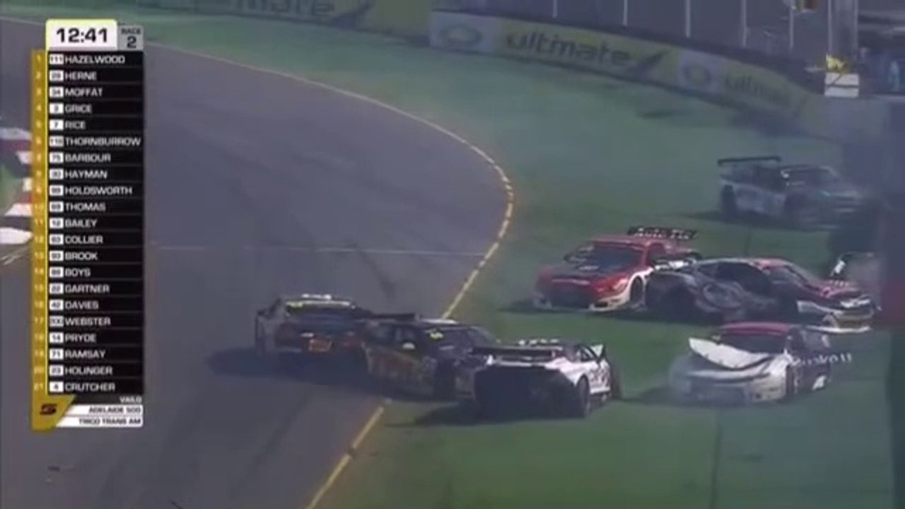 Trans Am 2024 Adélaïde Race 2 Oil Track Huge Pile Up Crash
