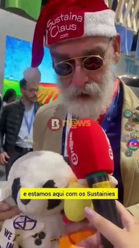 COP29: “Papai Noel Sustentável” alerta sobre futuro das crianças ameaçado por mudanças climáticas e promete vinda ao Brasil