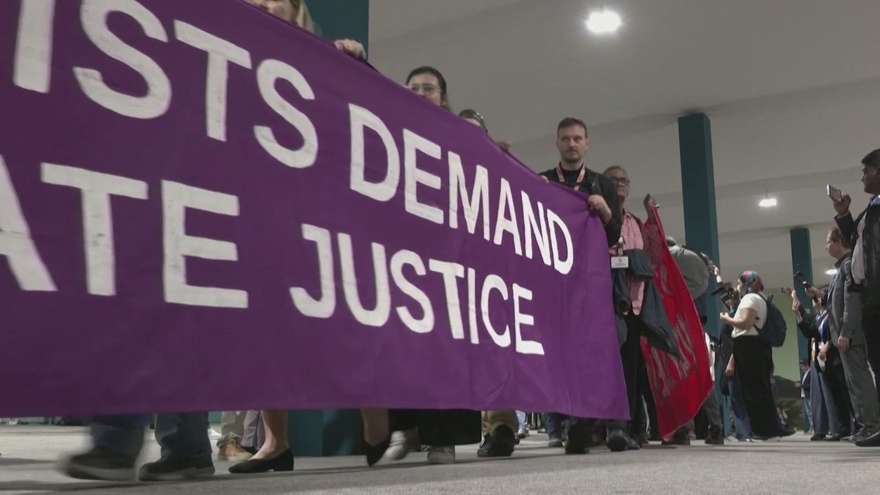 Hundreds of activists at COP29 demand more climate funding from rich countries