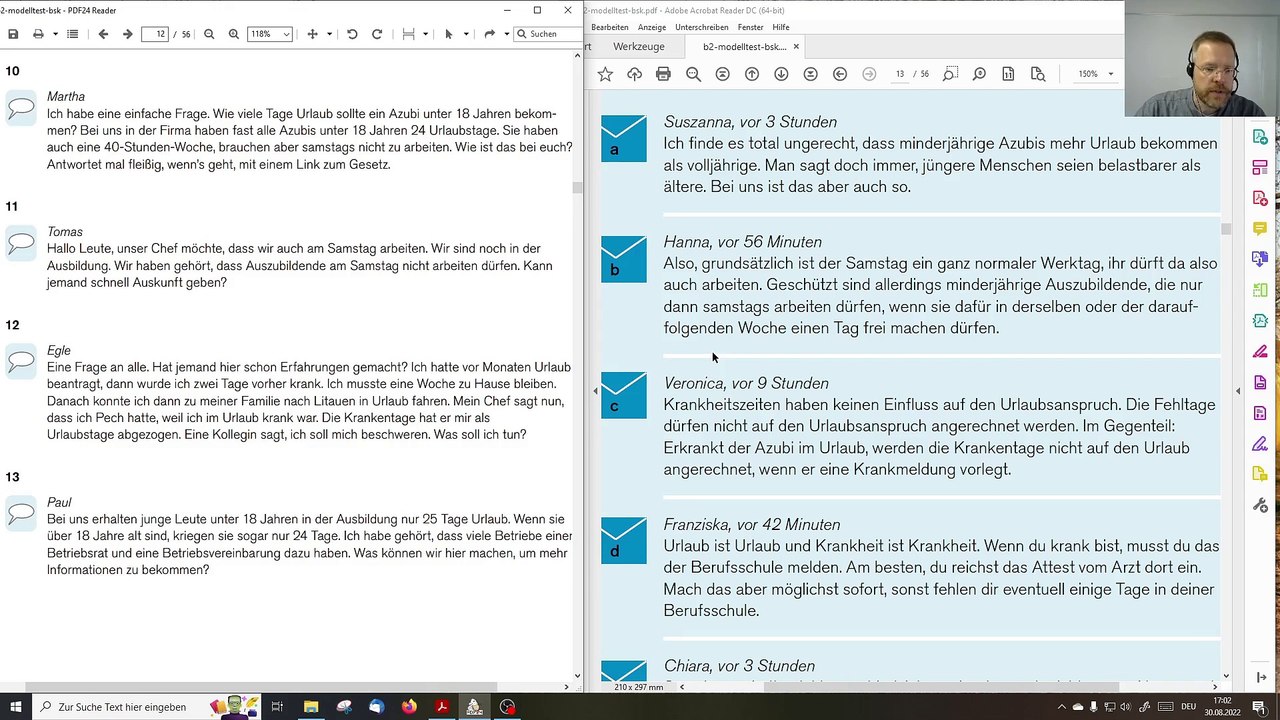 Deutsch-Test für den Beruf B2 – 04 – Prüfungsteil Lesen Teil 3