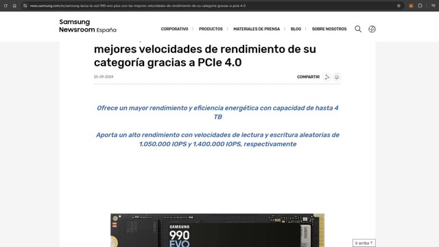 NUEVO SSD SAMSUNG 990 EVO PLUS, NO ES RECOMENDABLE PERO MEJORA A SU PREDECESOR