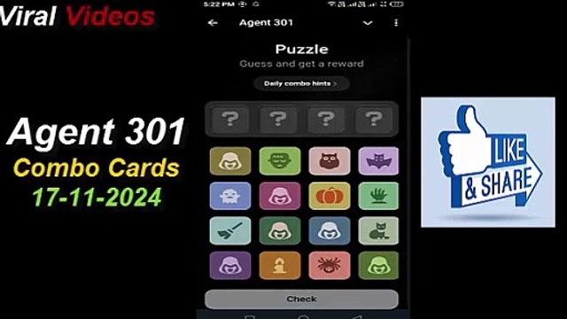 16 November - Agent 301 Daily Combo Card Today