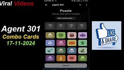 16 November - Agent 301 Daily Combo Card Today