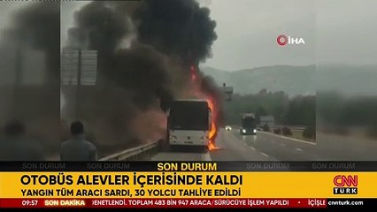Yolcu otobüsünde yangın: Alevler içerisinde kaldı!