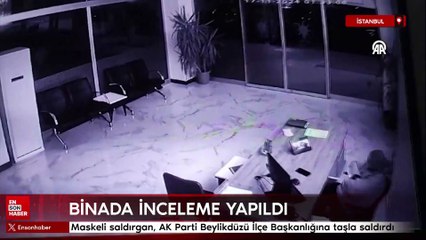 Maskeli saldırgan, AK Parti Beylikdüzü İlçe Başkanlığına taşla saldırdı