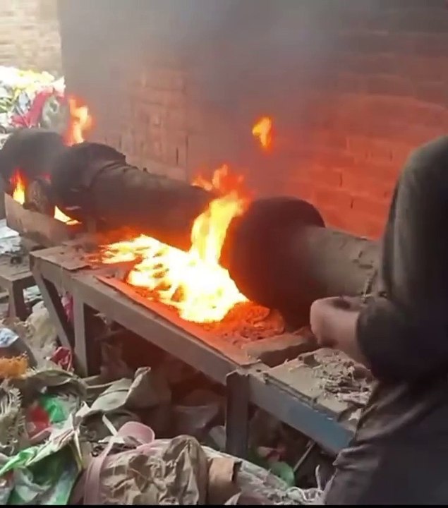 Recycling factory turning shopping bags into chairs