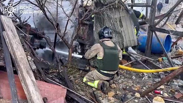 Rescuers douse fires in Odesa after major Russian aerial barrage on Ukraine