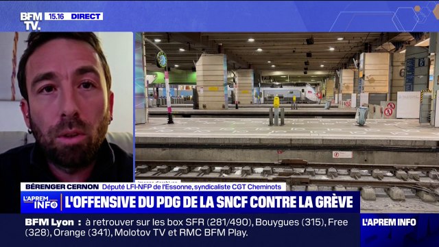 Grève SNCF: Ce sont eux les responsables de cette grève , affirme Bérenger Cernon (LFI-CGT Cheminots), au sujet du gouvernement