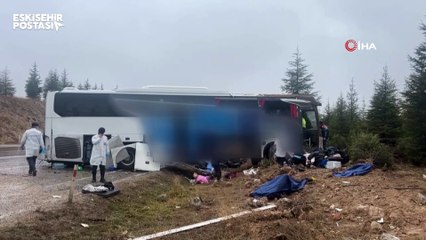 Eskişehir'de kaza: Yolcu otobüsü takla attı! İşte ilk görüntüler