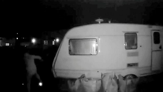 Moment dad faceplants floor after falling over son's bike