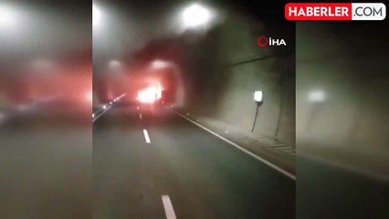 Ilgaz Tüneli'nde Hafif Ticari Araç Yangını