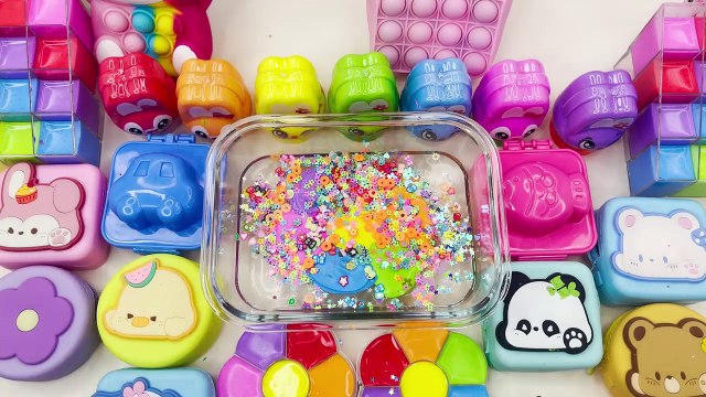 Playing Pop it and Slime ASMR _ Rainbow Unicon Pop it vs Glossy Slime Mixing Random